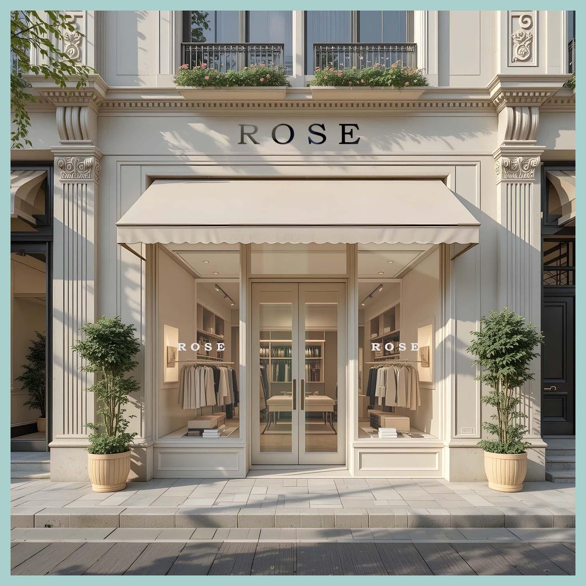 Boutique Storefront Mockup PSD, Shop Exterior Facade Logo Sign Mockup