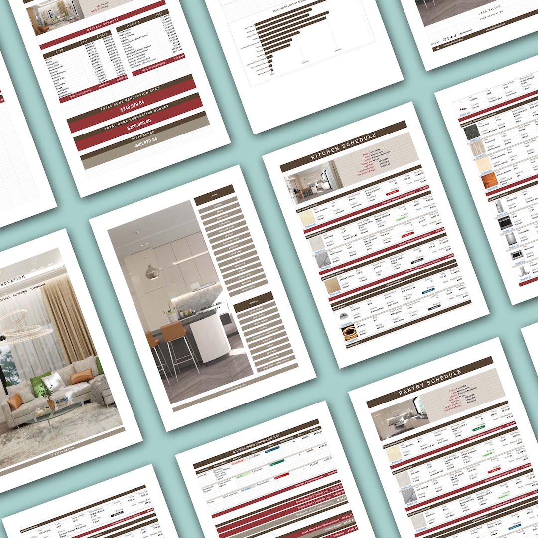 Room by Room Home Renovation Budget Planner, Home Remodeling Planner ...