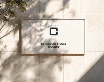 Street Advertisement Frame Mockup PSD, Outdoor Poster Billboard Mockup, Urban Advertising Sign for Branding