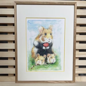 Kinderbild Hamster A4 , Tierposter, Kinderposter,  Kinderzimmer Bilder, Tierprint Kinderzimmer, Wandbilder, Natur Poster , Deko Kinderzimmer