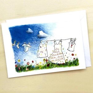 Du bist wunderbar Karte Happy Birthday | Geburtstagskarte handgemalt | Klappkarte mit Umschlag | Happybirthdaykarte Babysitter Kindermädchen