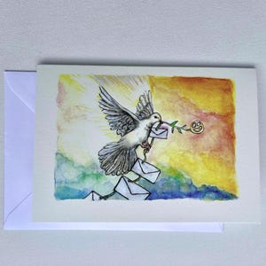 Kommunion Karte Taube | Klappkarte mit Umschlag | Konfirmation | Firmung | Brieftaube Tauben Karte | Vogel Grußkarte | Peace | weiße Taube