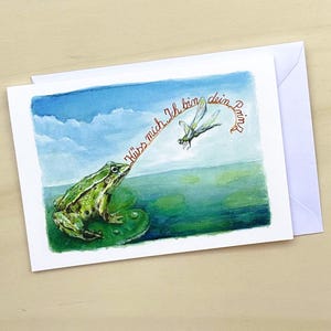 Frosch Karte Scheidung Neuanfang | Klappkarte A 6 | Liebeskummer  |  Trennung | Scheidungsgeschenk  | Mutmachkarte | Libelle | Prinzessin