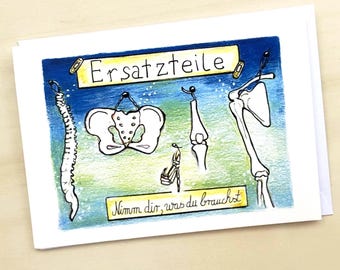 OP Chirugie Gute Besserung humorvolle Karte neue Hüfte Knie| Klappkarte mit Umschlag | Chirugie Karte  | Glückwünsche Krankenhaus Humor