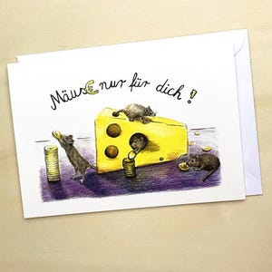 Geldgeschenk Karte | Klappkarte mit Umschlag | Glückwunsch| Klappkarte Geburtstag 40 / 50 /60 |Geldgeschenk runder Geburtstag |  Mäuse Karte
