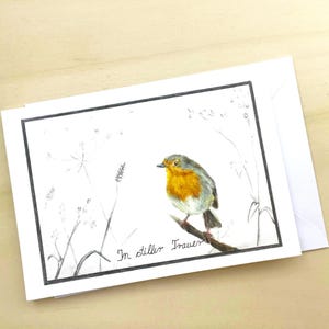Rotkehlchen stilvolle Trauerkarte | Klappkarte | Beileidkarte | Abschied | Kondolenzkarte |Herzliches Beileid | Trauerkarte mit Vogelmotiv