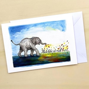 Elefant Klappkarte mit Umschlag zum Geburtstag |  bunt fröhlich | lustiger Elefant | Kunstdruck | Gute Laune | Geburtstagskarte Kinder