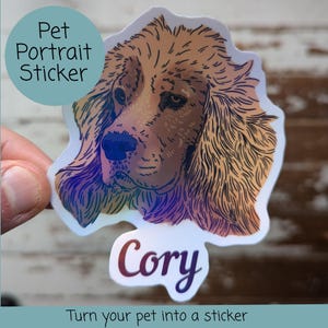 Custom Pet Stickers, Personalised Dog Sticker, Pet Illustration Vinyl Stickers, Custom Sticker