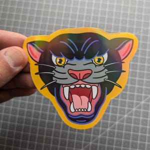 Black Panther Holographic Vinyl Sticker, Vinyl Decal, Laptop Sticker, Notebook Sticker, Rainbow Sticker
