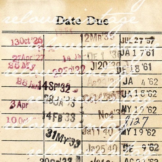 Items similar to Vintage Library Card Digital Download Image on Etsy