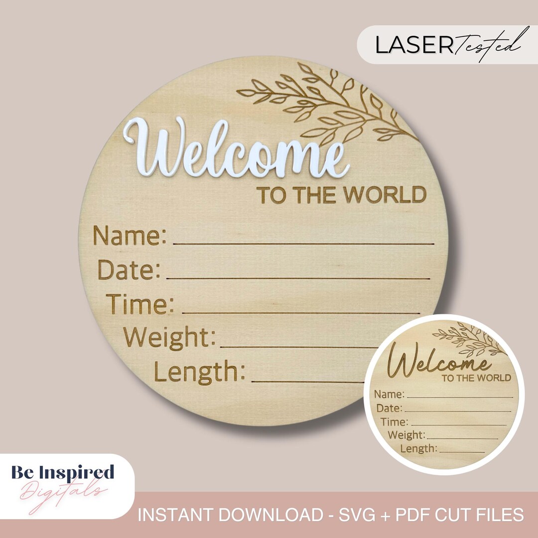 Welcome to the World Baby Birth Stat Sign Laser Cut, Svg | Hello World ...
