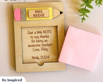 Porta notas adhesivas de regalo para maestros cortado con láser SVG / Archivo de corte láser digital de agradecimiento al maestro / Archivo de corte láser para maestros / Gracias al maestro