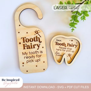 Arquivo de corte a laser SVG de sinal de fada do dente | Arquivos de gravação a laser | SVG | Arquivos Laser | Sinal de porta da fada do dente | Coleção Fada do Dente SVG