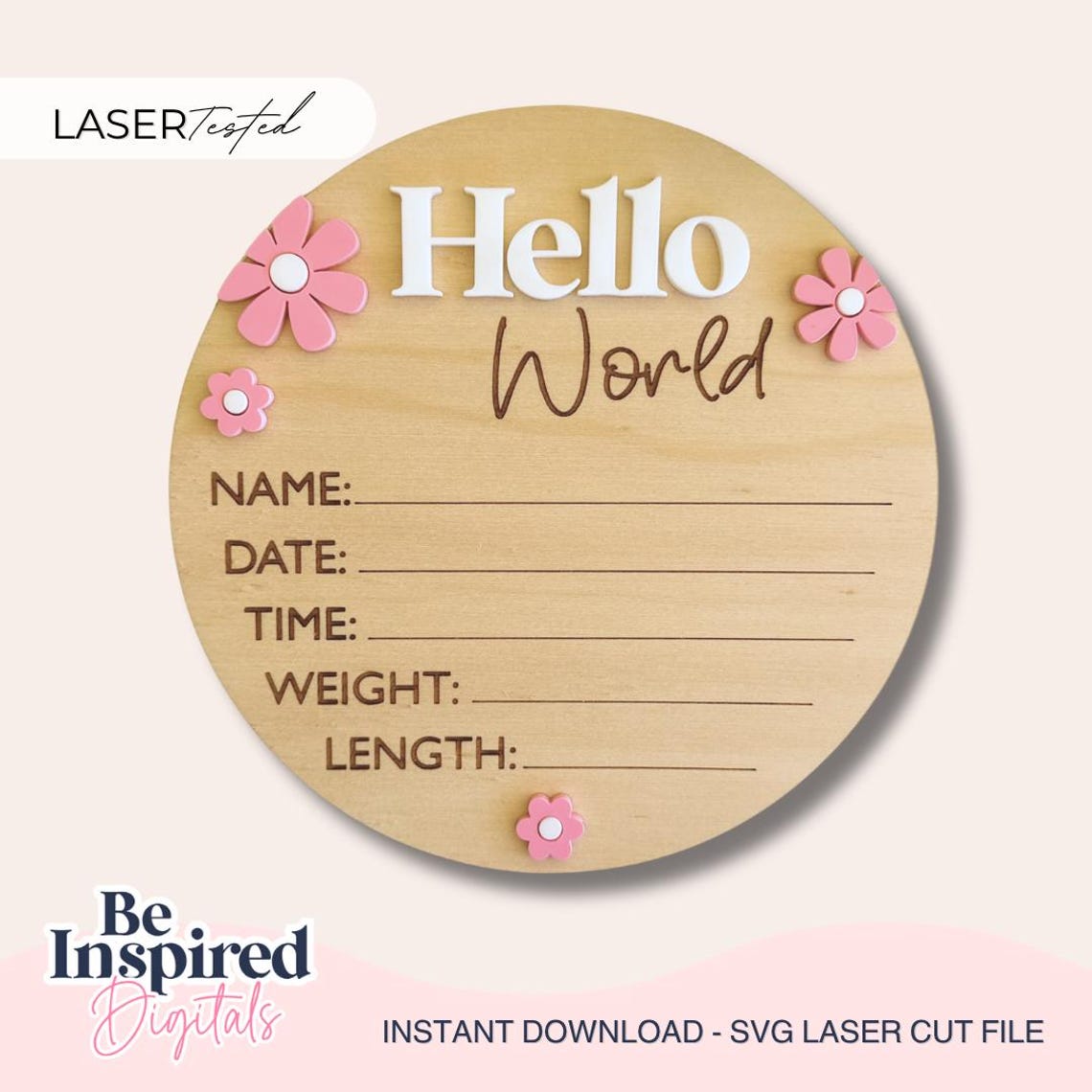 Hello World Baby Birth Stat Sign Laser Cut, Svg | Hello World Baby Sign ...