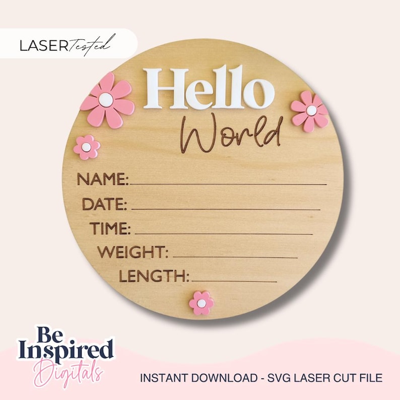Hello World Baby Birth Stat Sign Laser Cut, Svg | Hello World Baby Sign ...