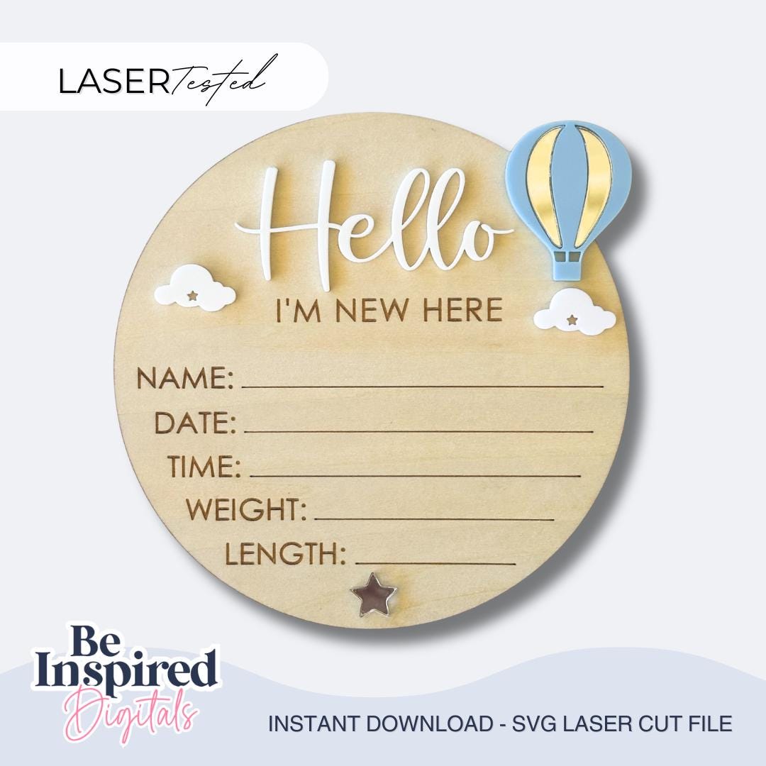 Hello World Baby Birth Stat Sign Laser Cut, Svg | Hello World Baby Sign ...