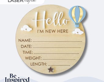 Baby Milestones Discs SVG Laser File | Hello World Baby Birth Stat Sign ...
