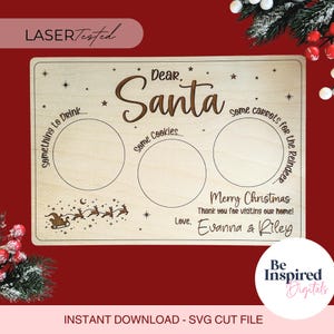 Vassoio di Babbo Natale SVG / Vassoio di Babbo Natale tagliato al laser / File SVG per vassoio di biscotti della vigilia di Natale / Vassoio di latte per Babbo Natale / File laser per piatto di Babbo Natale