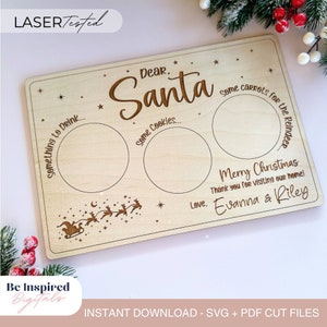 Vassoio di Babbo Natale SVG / Taglio laser Caro vassoio di Babbo Natale / File SVG del vassoio di biscotti della vigilia di Natale / Latte per piatto del vassoio di Babbo Natale / File laser del vassoio di Babbo Natale