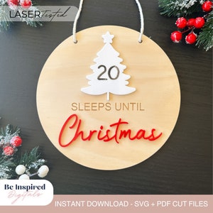 Christmas Countdown Sign SVG | Laser Cut Christmas countdown | Christmas Laser Cut File | Santa Countdown Laser File
