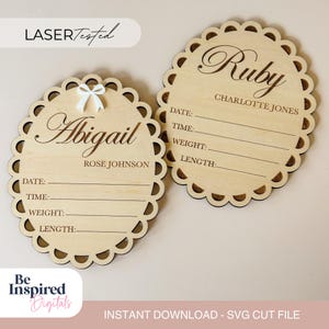 Hello World CUSTOM baby birth stat sign laser cut svg | Template baby sign laser file | Template Birth announcement digital laser cut file