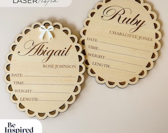 Hello World CUSTOM baby birth stat sign laser cut svg | Template baby sign laser file | Template Birth announcement digital laser cut file