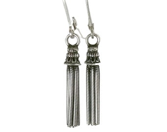 925 Sterling Silver Tassel Earrings, boho dangles