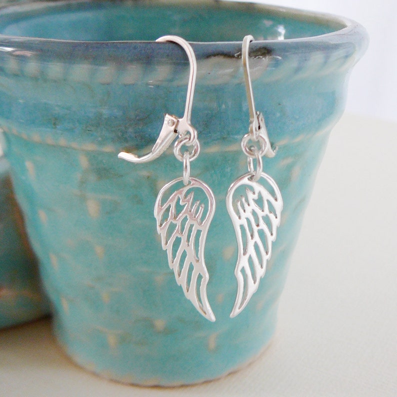 Sterling Silver Angel Wing Earrings, Dangle Earring, Angelic, Bridal