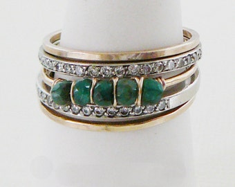 Emerald stacking Ring, Gemstone Jewelry 14kt Gold Filled thin skinny stacker trend bridesmaid bridal party