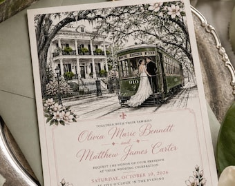 Wedding Invitation Template | New Orleans French Quarter Wedding | Editable Canva Invite | Instant Download