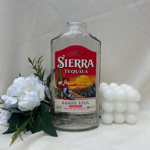 Upcycled Sierra Tequila Bottle Vase | Bold Mexican Tequila Decor | Eco-Friendly Gift for Tequila Lovers