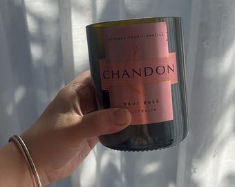 Short Chandon Bottle Glass Upcycled | Eco-Friendly Cup or Bar Accent