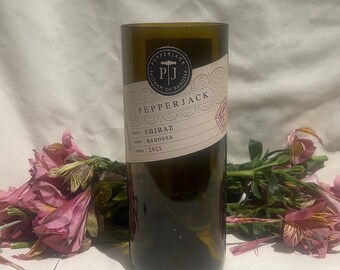 Upcycled Pepperjack Shiraz Bottle Vase | Modern Minimal Design | Eco-Friendly Decor & Drinkware