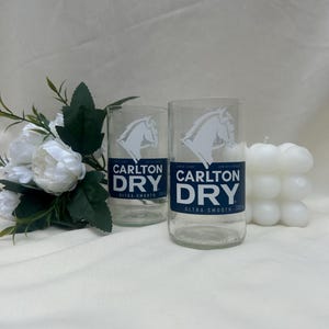 x2 Upcycled Carlton Draught Glass | Small Beer Cup | Handmade Barware Gift for Him