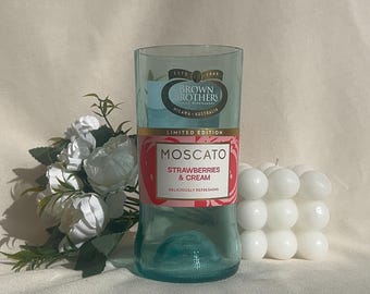 Brown Brothers Strawberries & Cream Bottle Vase Upcycled | Soft Blush Tones | Eco-Friendly Statement Piece