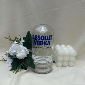 Upcycled Absolut Vodka Bottle Vase | Modern Bar Decor | Eco-Friendly Gift for Vodka Lovers