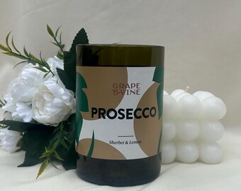 Upcycled Prosecco Bottle Vase: Grape & Vine Decor