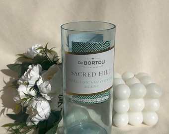 Sacred Hill Semillon Sauvignon Blanc Glass Upcycled – Light Blue Statement Drinkware or Vase