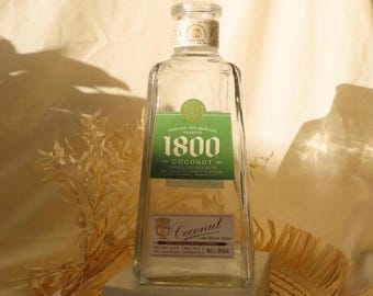Upcycled 1800 Tequila Bottle Vase | Green Accent Decor
