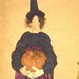 nstant Download Doll Pattern Primitive Witch PDF E Patterns Halloween Orange Black Sewing Cloth Fabric
