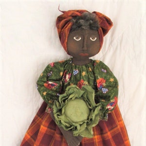 Primitive Doll Pattern, Cabbage, Primitive Sewing Pattern, Primitive Epattern,  Primitive Black Doll, Pattern with cabbage, Raggedy doll