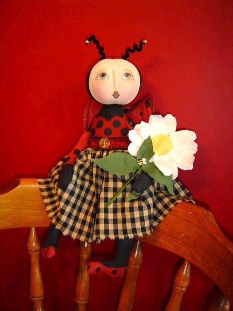 Primitive, Raggedy Dolls, E-PATTERN Flowers, Lady Bug pattern, Bee dolls,