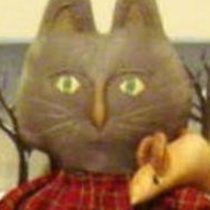 Primitive epattern Easter Cat Kitty Mouse Doll folk art sewing cloth PDF