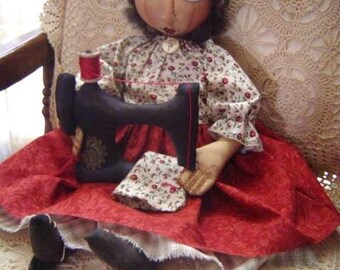 PRIMITIVE doll pattern, sewing machine
