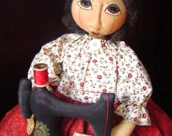 PRIMITIVE Folk Art Cloth DOLL with sewing ePattern FAAP instant download