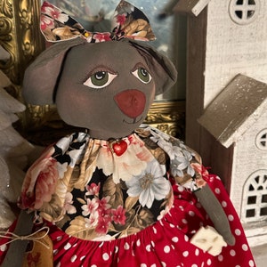 Primitive Mouse Doll ready to ship, red polka dots ONLYONESAVE15 THIS ONE ONLY image 5