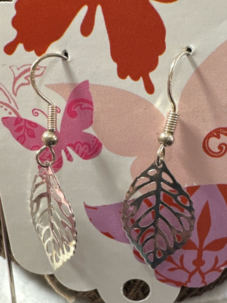 Jewelry Silver Earrings sterling ear hoop leaves lots of other designs. handmade art jewelry earrings slide photos to see additional ones Leaves w/o b limited