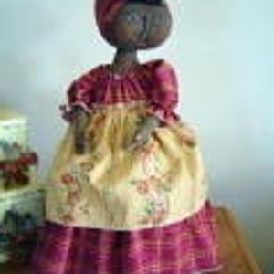 Doll Pattern mailed version Primitive Black Thelma Louise creates a 21 inch doll image 2