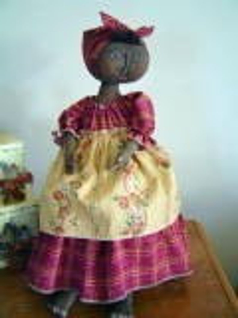 Doll Pattern mailed version Primitive Black Thelma Louise creates a 21 inch doll image 2