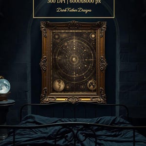 Celestial Alchemy Map Wall Art Dark Academia Celestial Chart Ancient Science Poster Digital Download 300DPI 6000x8000px